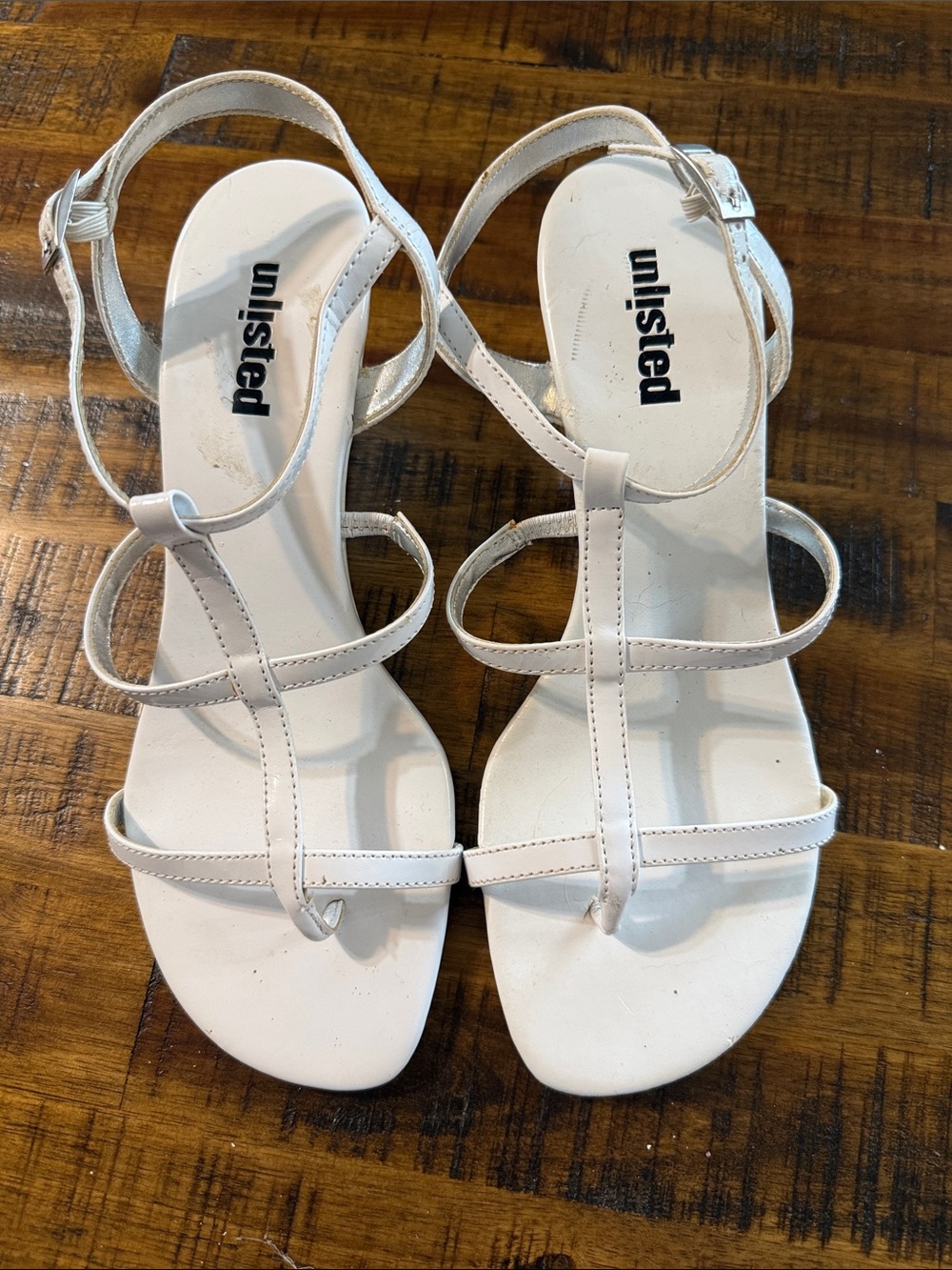 NWT Unlisted White Strappy T‑Bar Sandals Women’s size 7